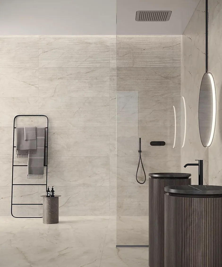 Carrelage effet Marbre 3D Blanc Himalaya Claw 120x50x0,85 cm Mat Sorvella - Mur intérieur (vendu par carton de 1,8 m²) - RO'MA CAR-Ro'Ma Carrelage Outlet