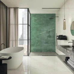 Carrelage effet Marbre Gris Luna 278x120x0,6 cm Brillant Montira - Mur intérieur (vendu par carton de 3,336 m²) --Ro'Ma Carrelage