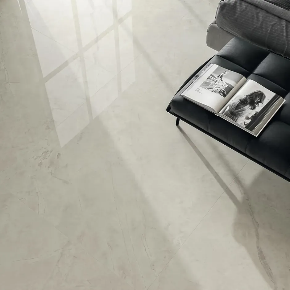 Ro'Ma Carrelage Carrelage effet Marbre Gris Luna 120x120x0,9 cm Brillant Montira - Sol et mur intérieur (vendu par carton de 2,88 m²) - RO'MA CARR