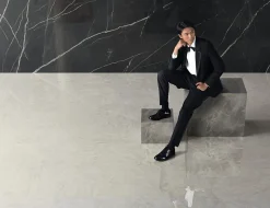 Ro'Ma Carrelage Carrelage effet Marbre Gris Titan 278x120x0,6 cm Brillant Montira - Mur intérieur (vendu par carton de 3,336 m²) -