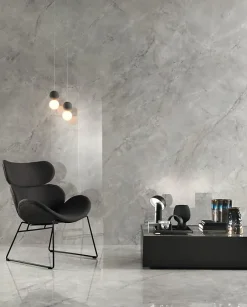 Ro'Ma Carrelage Carrelage effet Marbre Gris Mist 278x120x0,6 cm Brillant Montira - Mur intérieur (vendu par carton de 3,336 m²) -