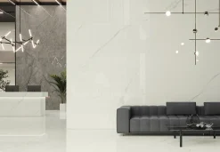 Ro'Ma Carrelage Carrelage effet Marbre Gris Royal 240x120x0,9 cm Brillant Orsiano - Mur intérieur (vendu par carton de 2,88 m²) -