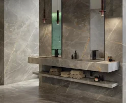 Carrelage effet Marbre Gris Titan 120x120x0,9 cm Silk Montira - Sol et mur intérieur (vendu par carton de 2,88 m²) - RO'MA CARRELA-Ro'Ma Carrelage Discount