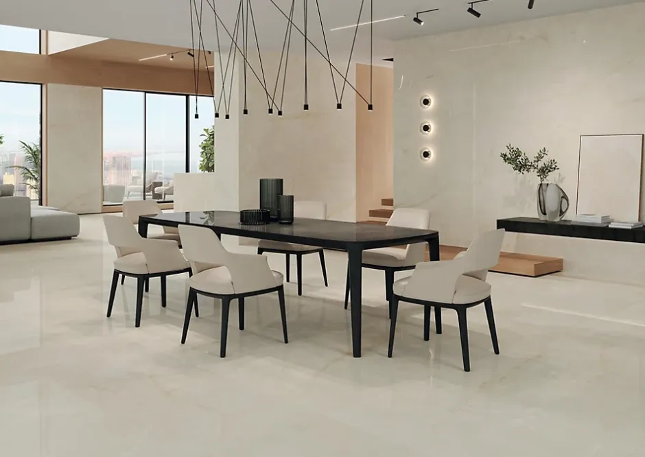 Ro'Ma Carrelage Carrelage effet Onyx Blanc Opalin 240x120x0,9 cm Brillant Nerolio - Mur intérieur (vendu par carton de 2,88 m²) -