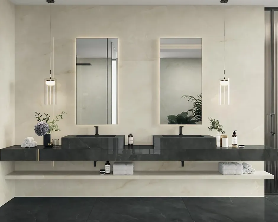 Carrelage effet Onyx Noir Obsidienne 240x120x0,9 cm Brillant Nerolio - Mur intérieur (vendu par carton de 2,88 m²) - RO'MA CARRELA-Ro'Ma Carrelage Online