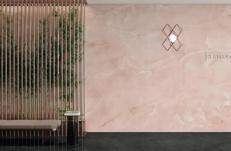 Carrelage effet Onyx Rose Quartz 278x120x0,6 cm Brillant Nerolio - Mur intérieur (vendu par carton de 3,336 m²) --Ro'Ma Carrelage Hot