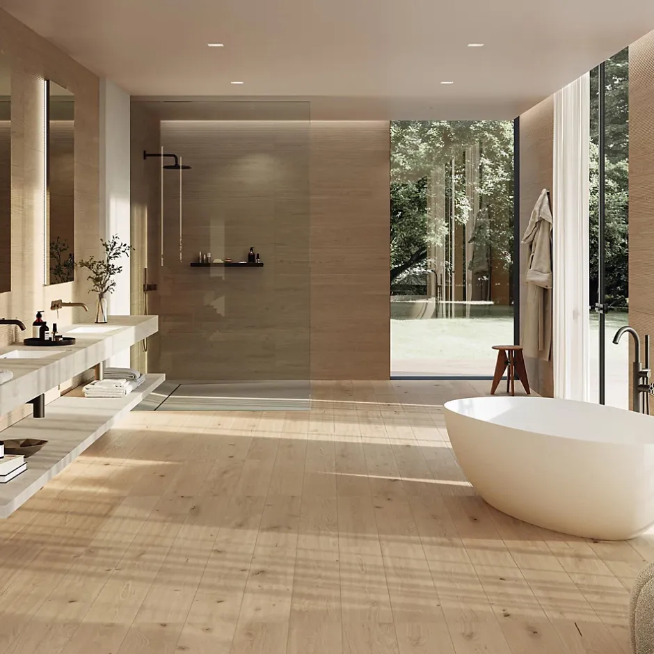 Ro'Ma Carrelage Carrelage effet Parquet Bois Chêne Perla Rustic 120x20x0,9 cm Mat Cedrano - Sol et mur intérieur (vendu par carton de 1,44 m²) - R