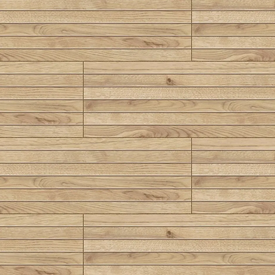 Ro'Ma Carrelage Carrelage effet Parquet Bois Chêne Ivoire Stripe 75x18,5x0,9 cm Mat Bravino - Sol et mur intérieur (vendu par carton de 0,555 m²)