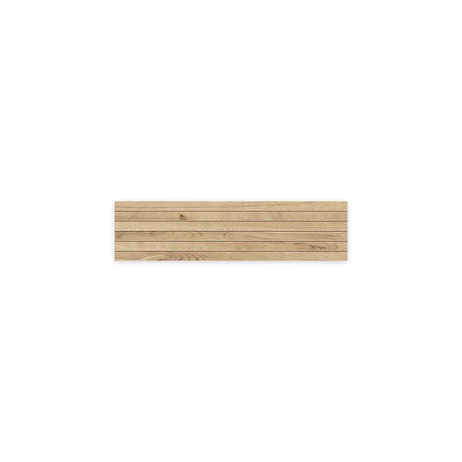 Ro'Ma Carrelage Carrelage effet Parquet Bois Chêne Ivoire Stripe 75x18,5x0,9 cm Mat Bravino - Sol et mur intérieur (vendu par carton de 0,555 m²)