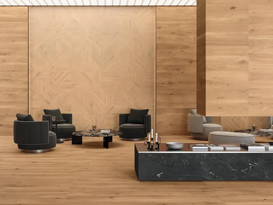 Ro'Ma Carrelage Carrelage effet Parquet Bois Chêne Cannella Tradition 120x20x0,9 cm Mat Cedrano - Sol et mur intérieur (vendu par carton de 1,44 m