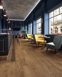 Ro'Ma Carrelage Carrelage effet Parquet Bois Chêne Cognac Chevron Pointe de Hongrie 29,4x28,7x0,95 cm Mat Lorenta - Sol et mur intérieur (vendu pa