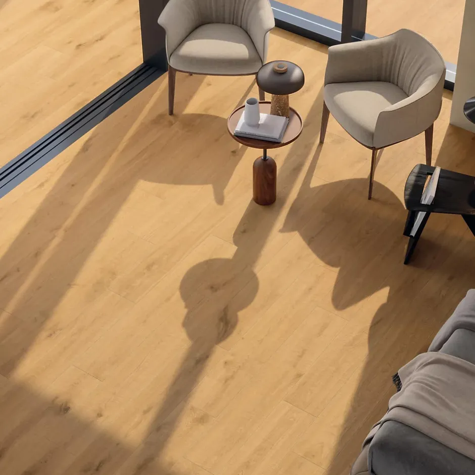 Ro'Ma Carrelage Carrelage effet Parquet Bois Chêne Miel Rustic 120x20x0,9 cm Mat Forenza - Sol et mur intérieur (vendu par carton de 1,44 m²) - RO