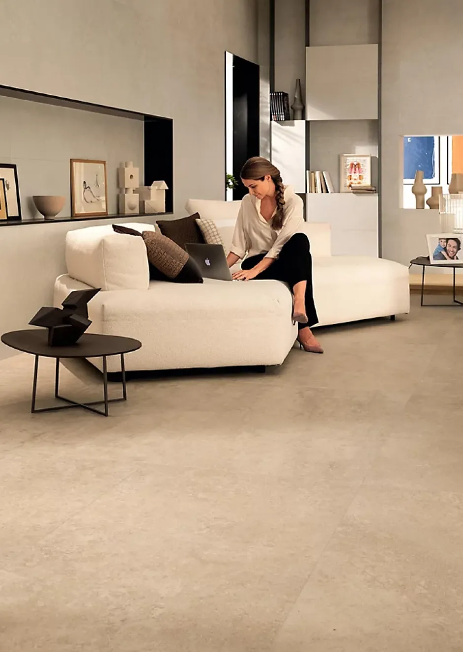 Carrelage effet Pierre Calcaire Beige Clair 80x40x0,85 cm Mat Falnero - Mur intérieur (vendu par carton de 1,28 m²) - RO'MA CARREL-Ro'Ma Carrelage Discount