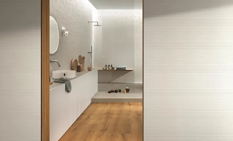 Ro'Ma Carrelage Carrelage effet Pierre 3D Blanc Scalpo 80x40x0,85 cm Mat Volenza - Mur intérieur (vendu par carton de 1,28 m²) -