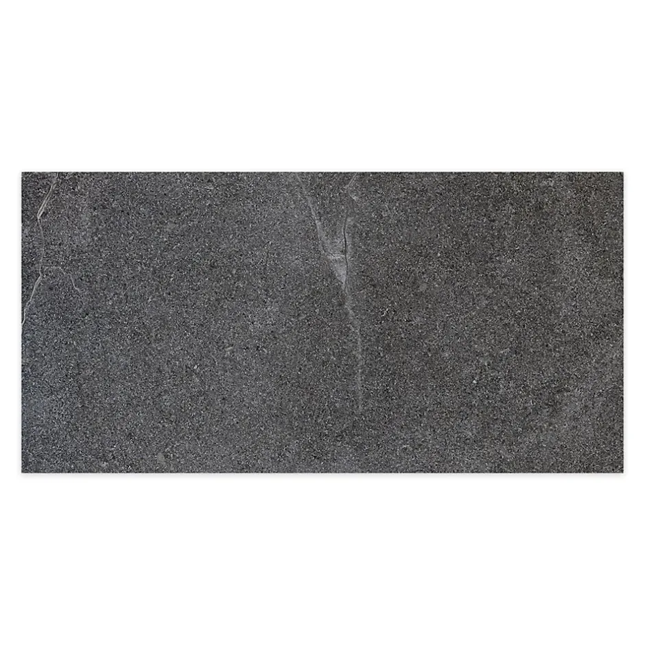 Carrelage effet Pierre Gris Anthracite 120x60x0,9 cm In&Out Luzerio - Sol et mur intérieur et Sol extérieur --Ro'Ma Carrelage New