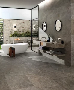 Carrelage effet Pierre Quartzite Gris Roche 120x60x0,9 cm Mat Salvero - Sol et mur intérieur (vendu par carton de 1,44 m²) - RO'MA-Ro'Ma Carrelage Best