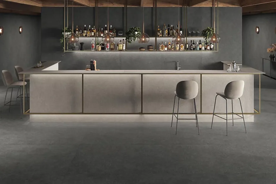 Carrelage effet Pierre Quartzite Gris Carbone 278x120x0,6 cm Mat Venturo - Mur intérieur (vendu par carton de 3,336 m²) - RO'MA CA-Ro'Ma Carrelage Hot