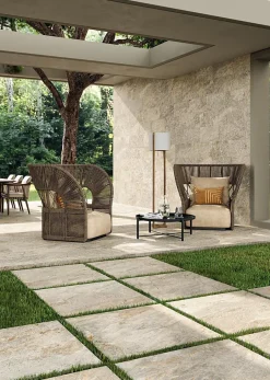 Carrelage effet Pierre Quartzite Gris Beige 60x30x0,9 cm Brut Salvero - Sol extérieur (vendu par carton de 1,26 m²) - RO'MA CARREL-Ro'Ma Carrelage Outlet