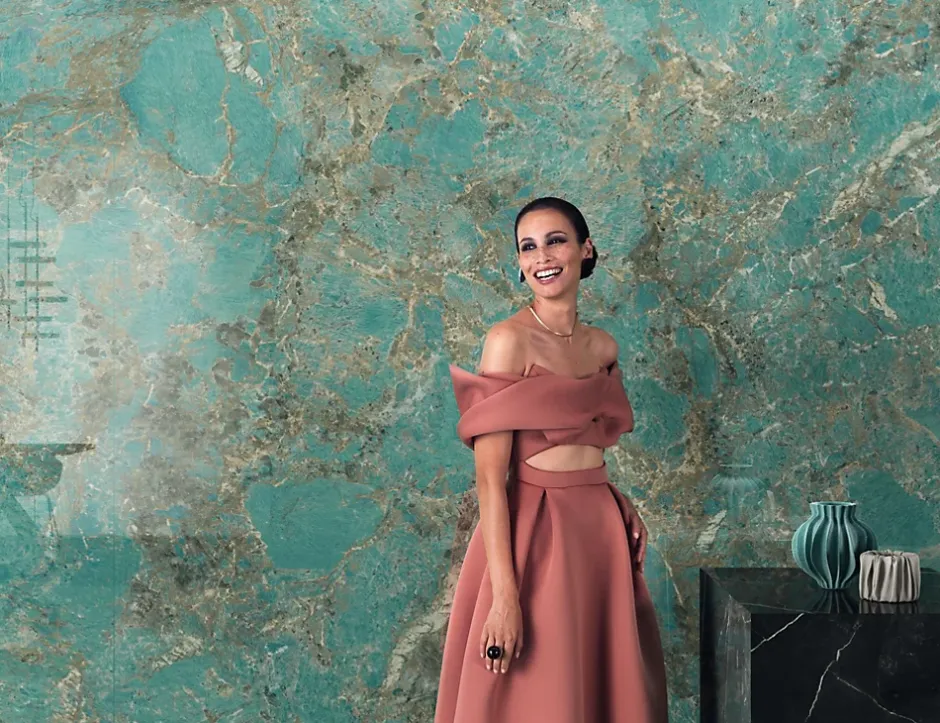 Carrelage effet Pierre Vert Amazonite 278x120x0,6 cm Brillant Florenza - Mur intérieur (vendu par carton de 3,336 m²) - RO'MA CARR-Ro'Ma Carrelage