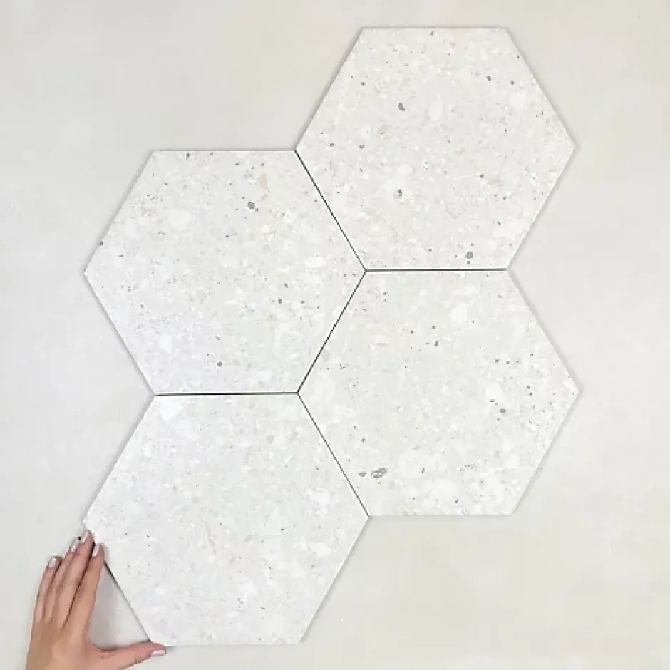 Carrelage Effet Terrazzo Hexagonal AROUSA 25,8x29 Blanco - Les Carreaux de Jean-Les Carreaux De Jean New