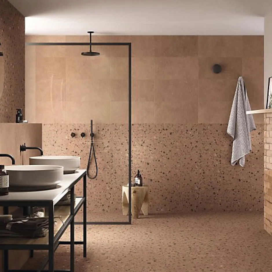 Carrelage effet Terrazzo COCCIO 60x60 rectifié Terra - Les Carreaux de Jean-Gioia Materia Clearance