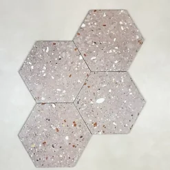 Les Carreaux De Jean Carrelage Effet Terrazzo Hexagonal AROUSA 25,8x29 Rosa - Les Carreaux de Jean