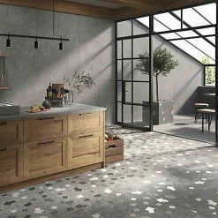 Les Carreaux De Jean Carrelage Effet Terrazzo RICETTA 90x90 Rectifié Graphite - Les Carreaux de Jean