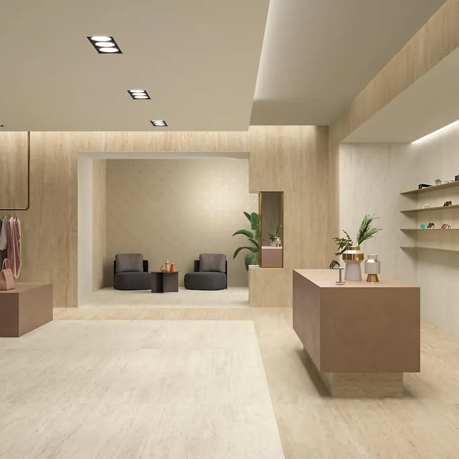 Ro'Ma Carrelage Carrelage effet Travertin Blanc Star 60x60x0,9 cm Mat Neravio - Mur intérieur (vendu par carton de 0,72 m²) -