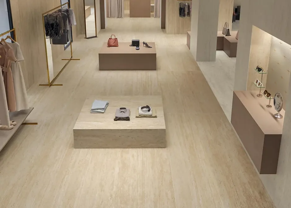 Carrelage effet Travertin Beige Vein Cut 278x120x0,6 cm Mat Neravio - Mur intérieur (vendu par carton de 3,336 m²) - RO'MA CARRELA-Ro'Ma Carrelage Online