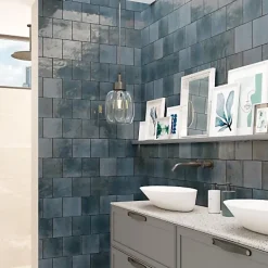 Les Carreaux De Jean  Carrelage Effet Zellige Bleu Nuit AGADIR - Lago 14,7x14,7 - Les Carreaux de Jean