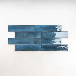 Les Carreaux De Jean  Carrelage Effet Zellige Bleu FUSION Blue 6x25cm - Les Carreaux de Jean