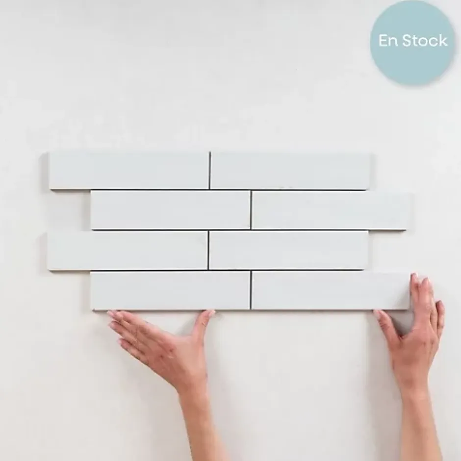 Les Carreaux De Jean Carrelage Effet Zellige Blanc TANGER 6x24 White - Les Carreaux de Jean