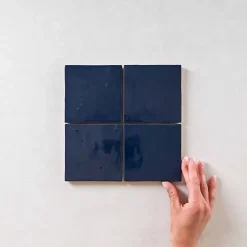 Les Carreaux De Jean  Carrelage Effet Zellige Bleu Nuit MANARA CLAY 10x10 Meknes Marine - Les Carreaux de Jean