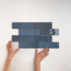 Les Carreaux De Jean  Carrelage Effet Zellige Bleu Foncé NOLITA Marine 6,5x20 - Les Carreaux de Jean