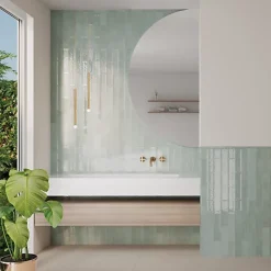 Les Carreaux De Jean  Carrelage Effet Zellige Bleu Clair NARA Glass Gloss 7,5x30cm - Les Carreaux de Jean