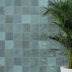 Ro'Ma Carrelage Carrelage effet Zellige Bleu Mer 10x10x0,85 cm Brillant Orisel - Mur intérieur -