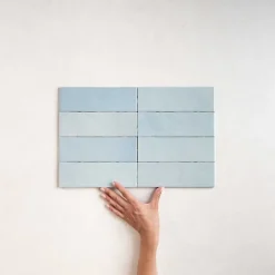 Carrelage Effet Zellige Bleu Ciel NOLITA Cielo 6,5x20 - Les Carreaux de Jean-Les Carreaux De Jean  Hot