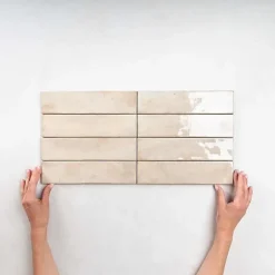 Les Carreaux De Jean  Carrelage Effet Zellige Beige FUSION Beige 6x25cm - Les Carreaux de Jean