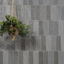 Carrelage effet Zellige Gris 20x6,5x0,85 cm Brillant Orisel - Mur intérieur --Ro'Ma Carrelage Clearance