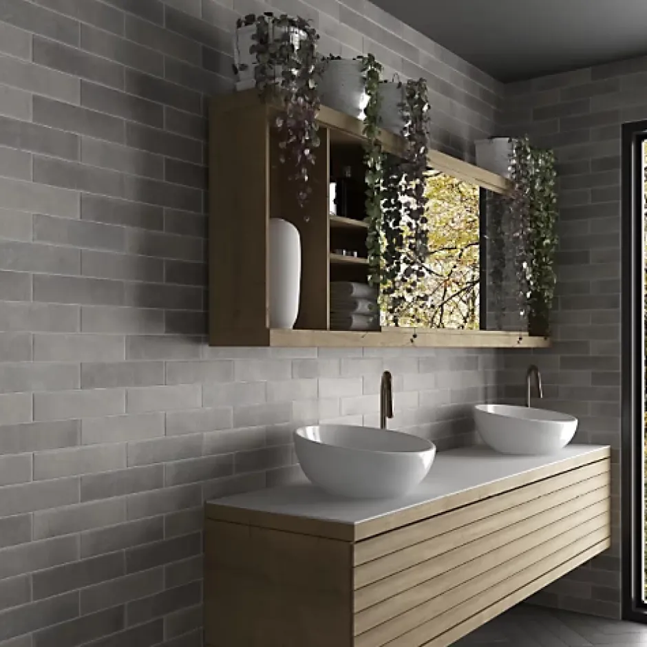 Carrelage Effet Zellige Gris ARGILE 6x24,6 Concrete - Les Carreaux de Jean-Gioia Materia Best