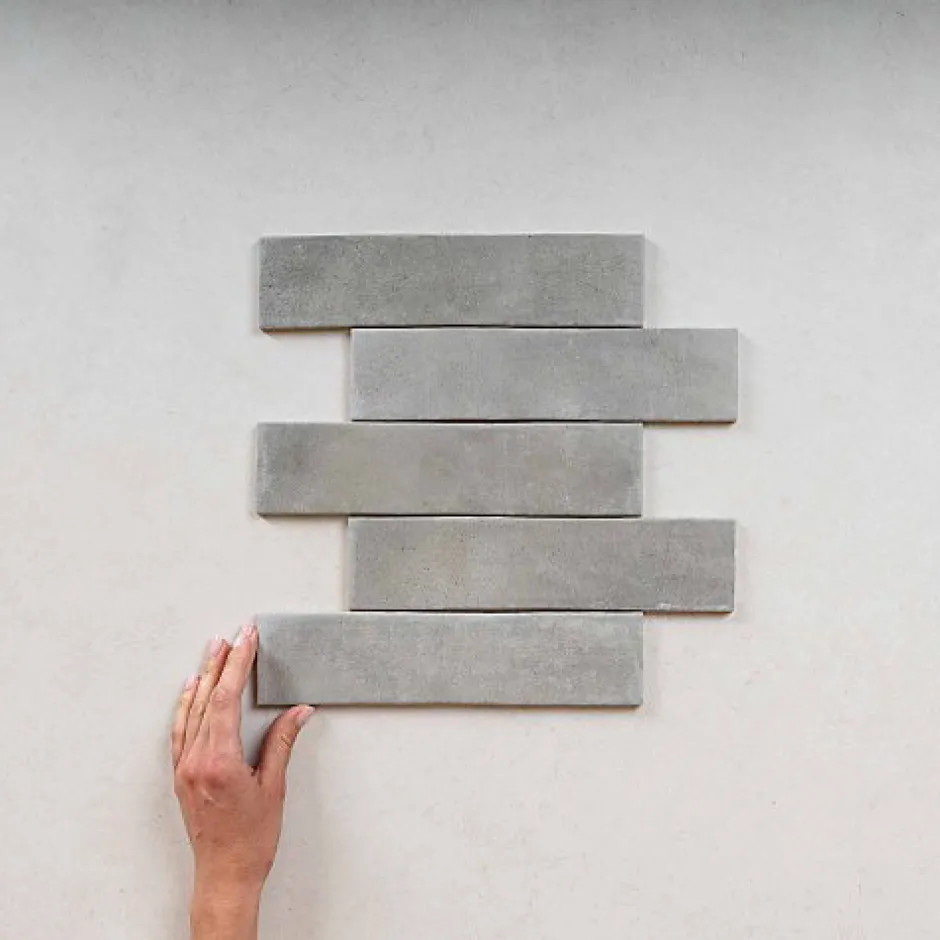 Carrelage Effet Zellige Gris ARGILE 6x24,6 Concrete - Les Carreaux de Jean-Gioia Materia Best