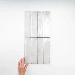 Carrelage Effet Zellige Gris Clair FUSION Grigio 6x25cm - Les Carreaux de Jean-Les Carreaux De Jean  Discount