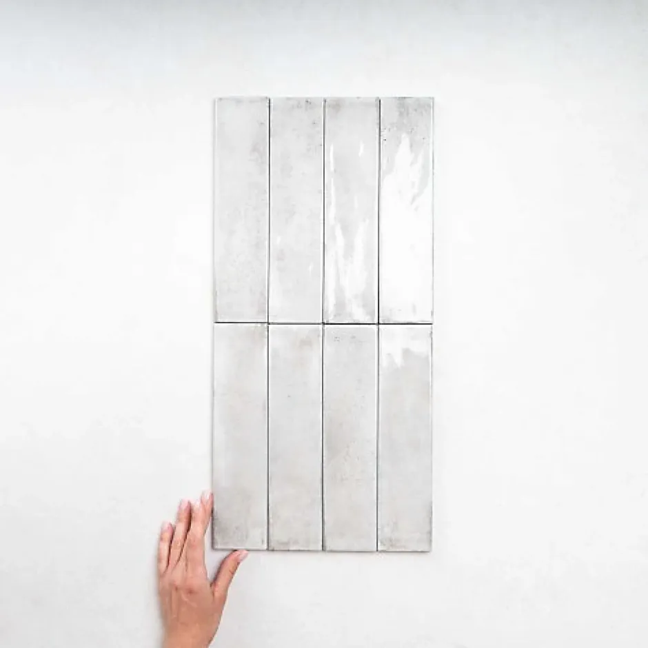 Carrelage Effet Zellige Gris Clair FUSION Grigio 6x25cm - Les Carreaux de Jean-Les Carreaux De Jean Discount