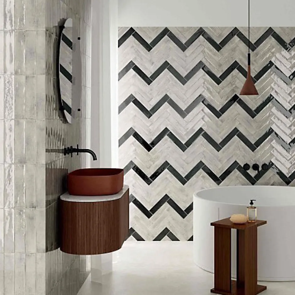 Carrelage Effet Zellige Gris Clair FUSION Grigio 6x25cm - Les Carreaux de Jean-Les Carreaux De Jean Discount