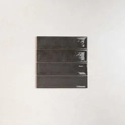 Les Carreaux De Jean  Carrelage Effet Zellige NARA Noir Gloss 7,5x30cm - Les Carreaux de Jean