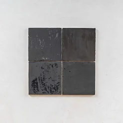 Gioia Materia Carrelage Effet Zellige Noir LA RIVIERA 13,2x13,2 Tourmaline - Les Carreaux de Jean