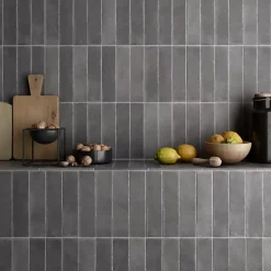 Gioia Materia Carrelage Effet Zellige Noir ARGILE 6x24,6 Dark - Les Carreaux de Jean