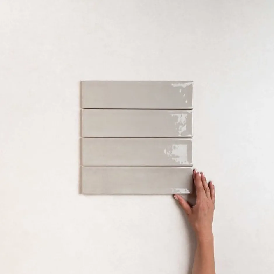 Les Carreaux De Jean Carrelage Effet Zellige NARA Gris Gloss 7,5x30cm - Les Carreaux de Jean