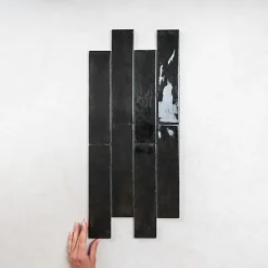 Carrelage Effet Zellige Noir FUSION Nero 6x25cm - Les Carreaux de Jean-Les Carreaux De Jean  Clearance