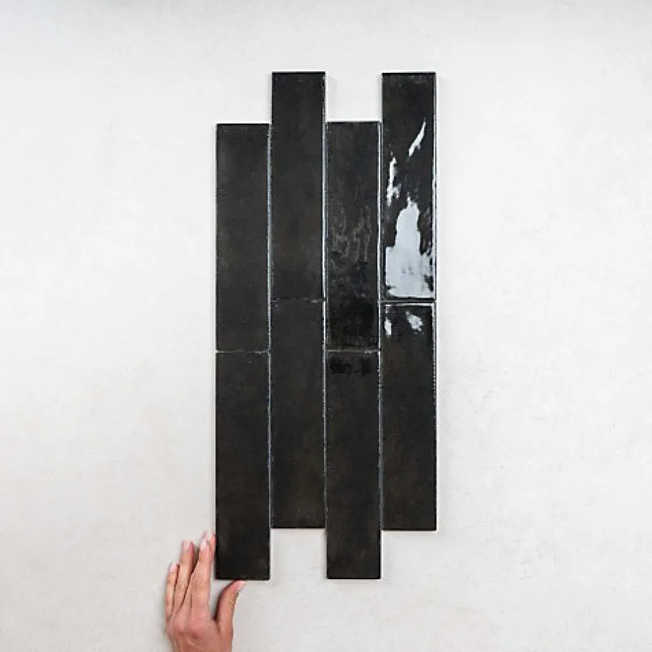 Carrelage Effet Zellige Noir FUSION Nero 6x25cm - Les Carreaux de Jean-Les Carreaux De Jean Clearance